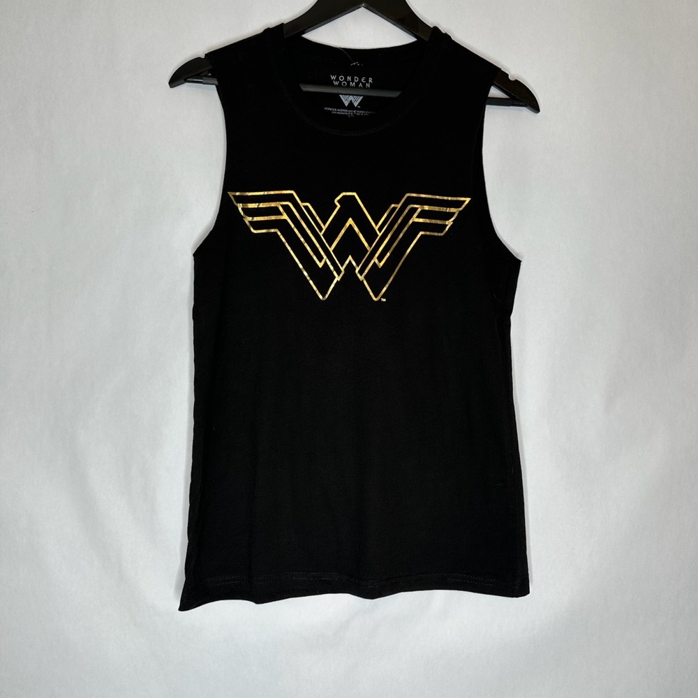 NWT DC Comics Wonder Woman Black Gold Graphic Muscle Tee Superhero Size Medium - Picture 5 of 7